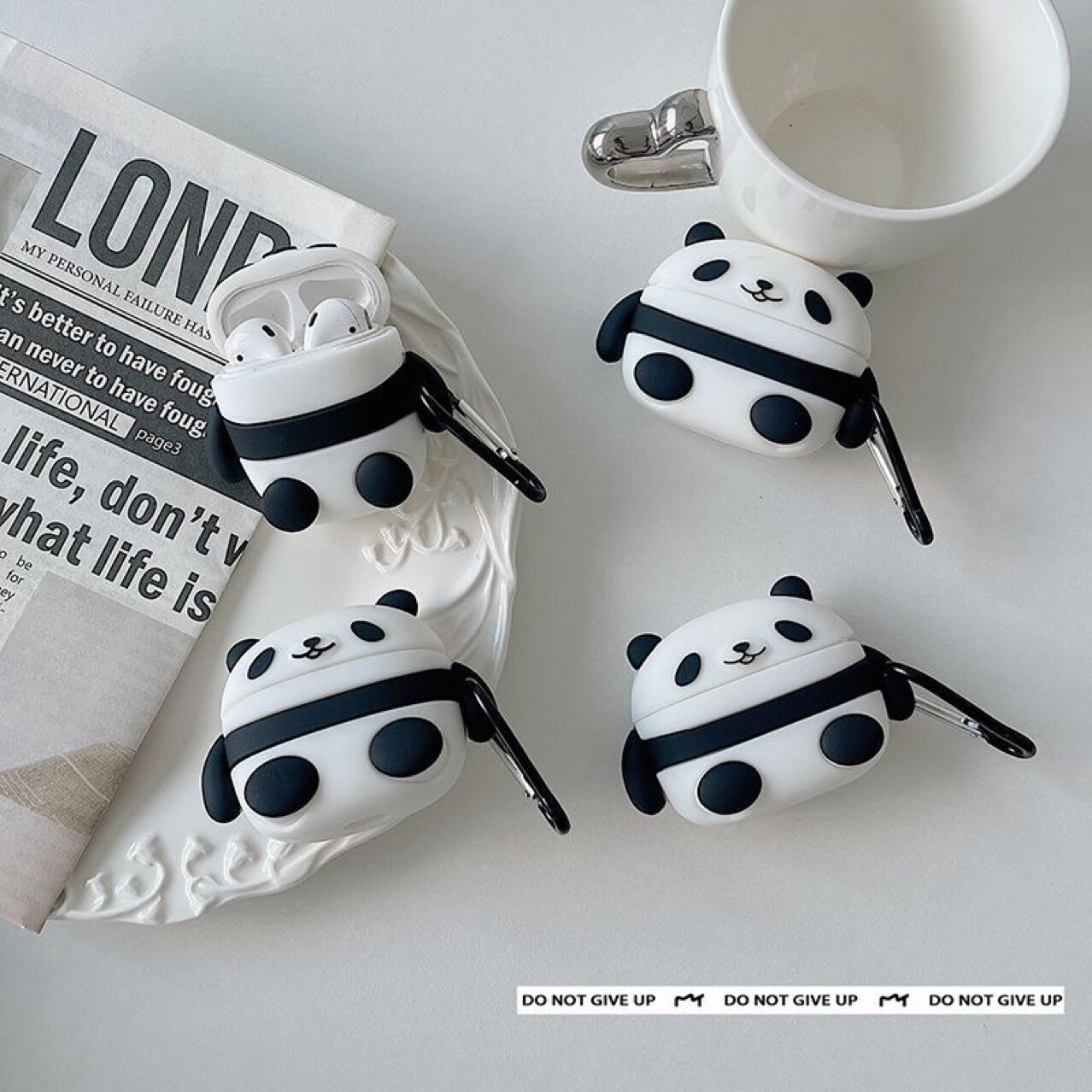 Beiyipin Cute Panda Case for AirPods 4th Generation, Premium Bluetooth 2025 New Model Silicone Shell, No Case Drop 2
