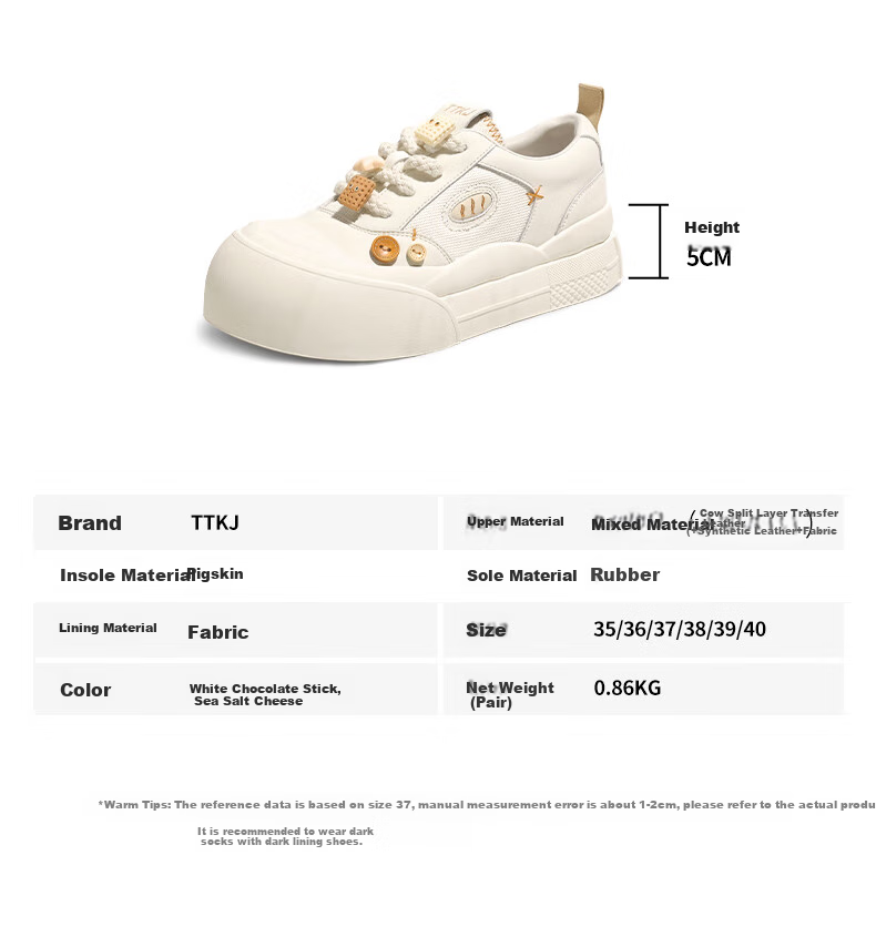 TTTJ Soft-Soled White Sneakers for Women, Thick-Soled Heightening, Comfortable for Long-Standing, Breathable Canvas Shoes, Sports Casual Commuter Chunky Skateboard Shoes 19