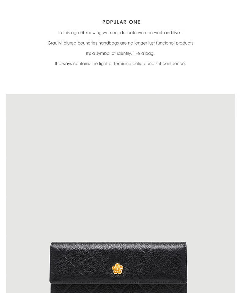 YUYULA Leather Women's Wallet, Large Capacity Clutch Bag, Long Style with Multiple Card Slots, Coin Purse, Light Luxury Leather Wallet, Birthday Gift 1