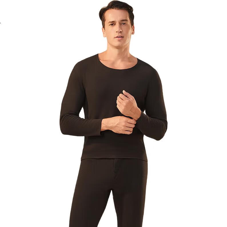 Ordifen [Fleece Set] Men's Thermal Underwear, Autumn And Winter Base Layer Cotton Sweater, Autumn Top And Bottom, Heather Gray XL
