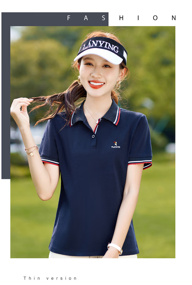 Woodpecker Pure Cotton Polo Shirt Women Short Sleeve Slim Fit Plus Size Casual Summer Top Dark Blue XL 18