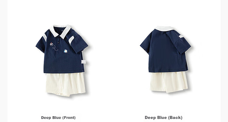 Balabala Kids Short Sleeve Set Baby Summer 2026 New Boys Polo Shirt Two-Piece T-Shirt and Pants 14