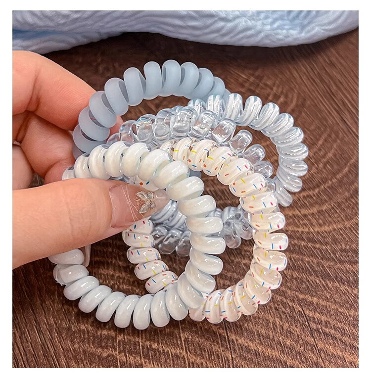 BQI Blue Telephone Cord Hair Tie for Women, High Elasticity Hair Band, Simple Elegant Durable Hair Tie, 2025 New Hair Accessory 3