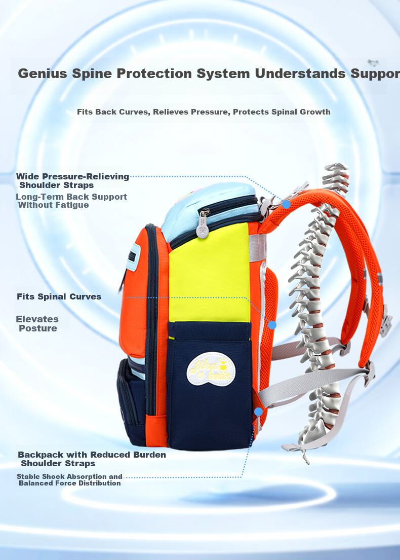 Jihuxiong Backpack for Primary School Students, Boys And Girls in Grades 1-3, Large Capacity, Lightweight, Spine-Protecting Children's Double Shoulder Bag 14