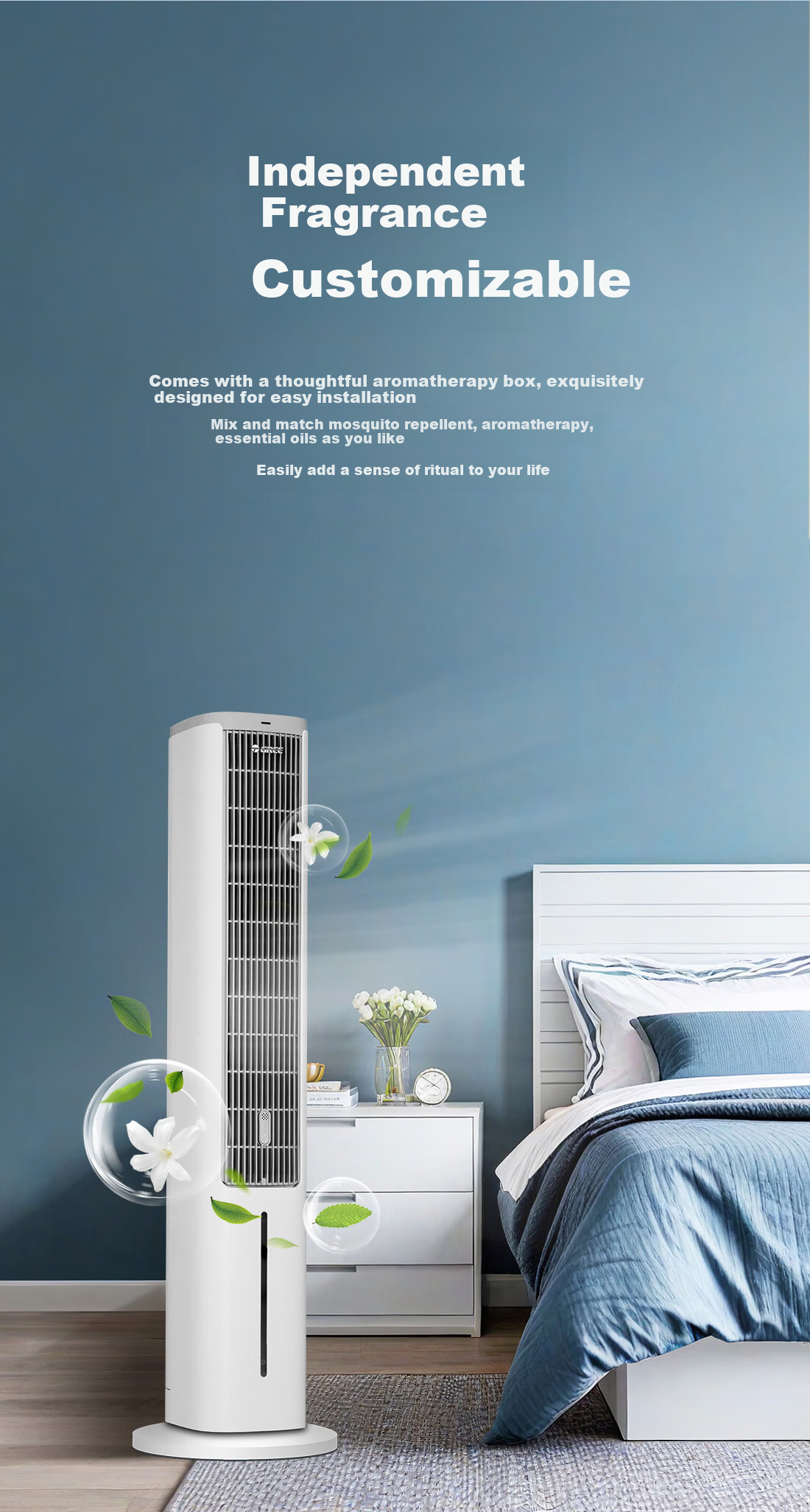 GREE [Aromatherapy Purification Wind] Home Air Conditioner Fan, Cooling Fan with Negative Ions, Quiet Floor-Standing Cool Air Machine, Water-Cooled Tower Fan, Cooling Mini Air Conditioner KS-05X60Dg 10