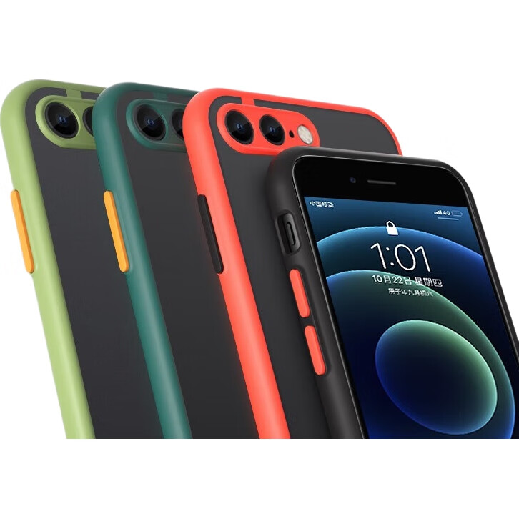 Чехол для Apple iPhone 7 Plus/8 Plus, Baozou, с полной защитой линз, противоударный, с защитой от отпечатков пальцев, силиконовый мягкий край, контрастный прозрачный матовый дизайн, для мужчин и женщин, черный