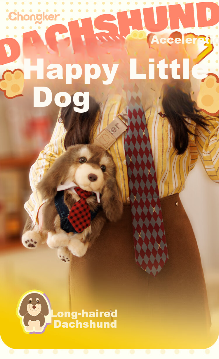Chongke [Huang Zihongfan's Style] Pet Sausage Dog Handbag, Plush Stuffed Animal Shoulder Bag, Birthday Gift for Girls 1