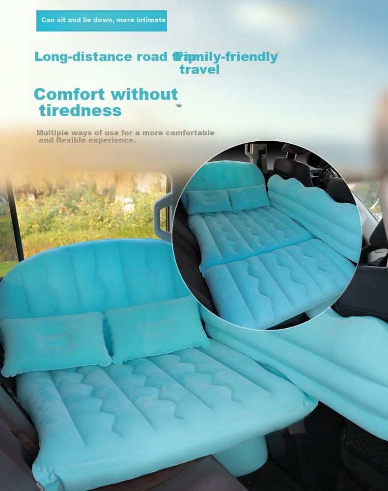 Adandyish Storage Bench Three-Sevenths Car Inflatable Bed, Car Sleeping Pad, Rear Seat Travel Mattress, Gray 3