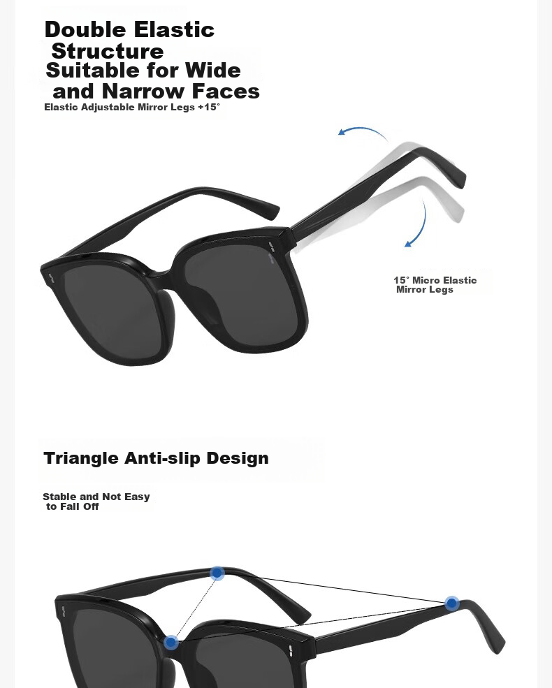 FENCHI GM Sunglasses for Women, 2025 Summer High-End Ins Style Men's Sunglasses, Black Frame with Gray Lenses [High-Definition Version], Qixi Festival 13