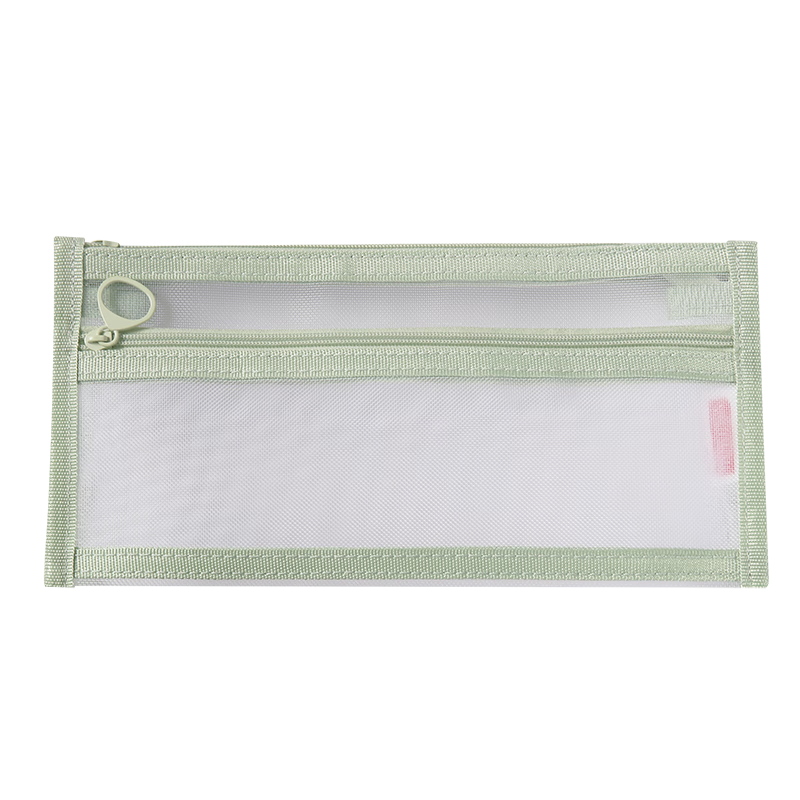 JD Jingdong Double-Layer Mesh Triangle Pencil Case Large Capacity Storage Bag for Exams Green JD5026