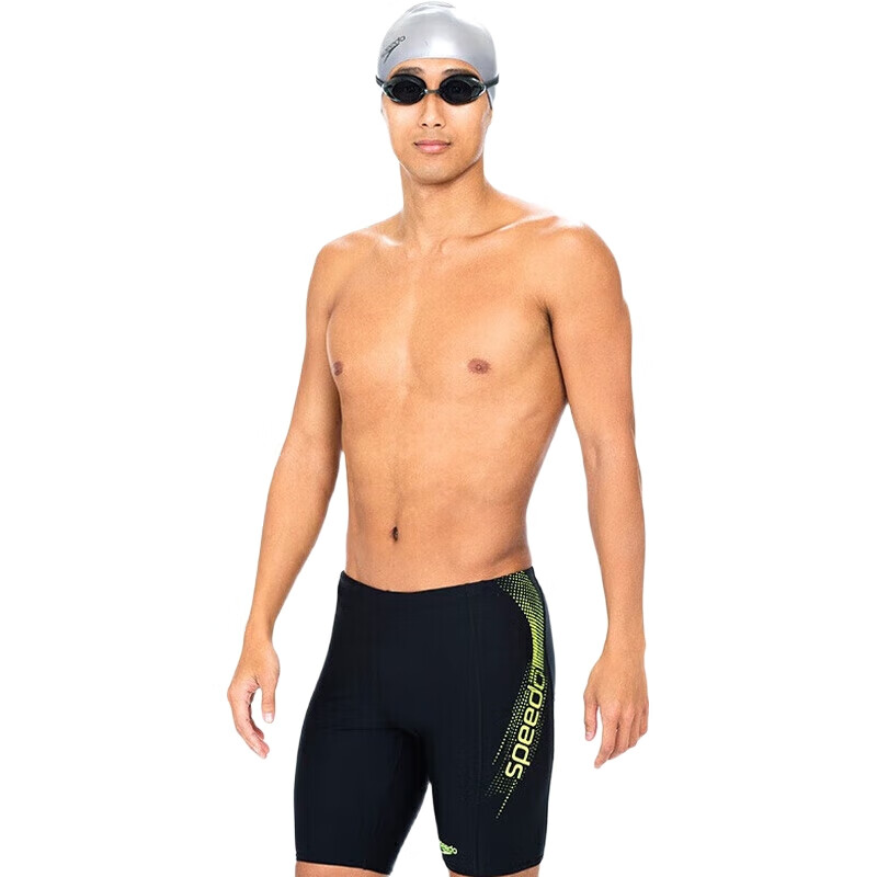 Шорты для плавания Speedo мужские, спортивные, для тренировок, хлор-устойчивые, быстросохнущие, с большим логотипом, желтые, размер 34