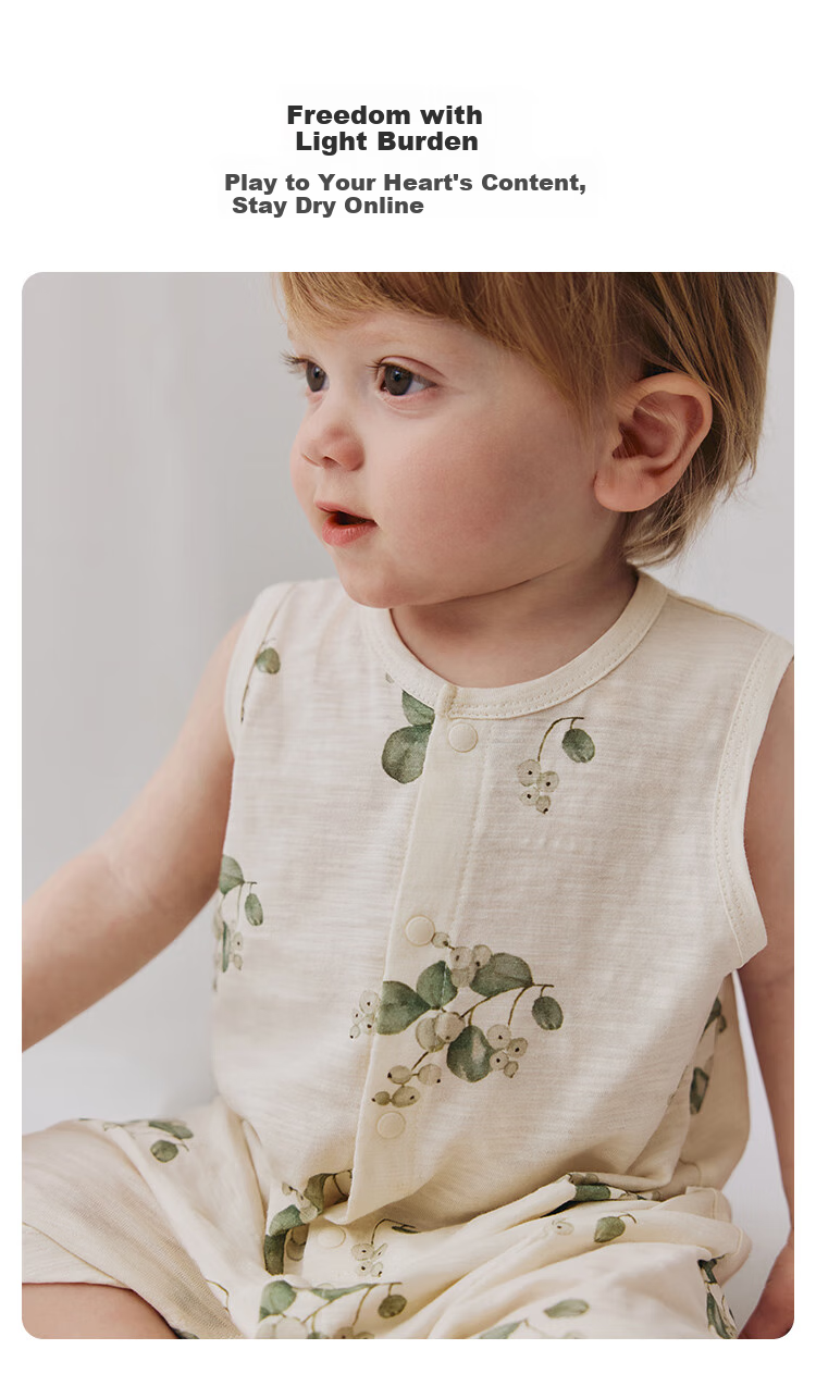 Babylove Summer Thin Cotton Onesie Romper Bodysuit for Infants, Breathable Bamboo Fiber Baby Clothes 3