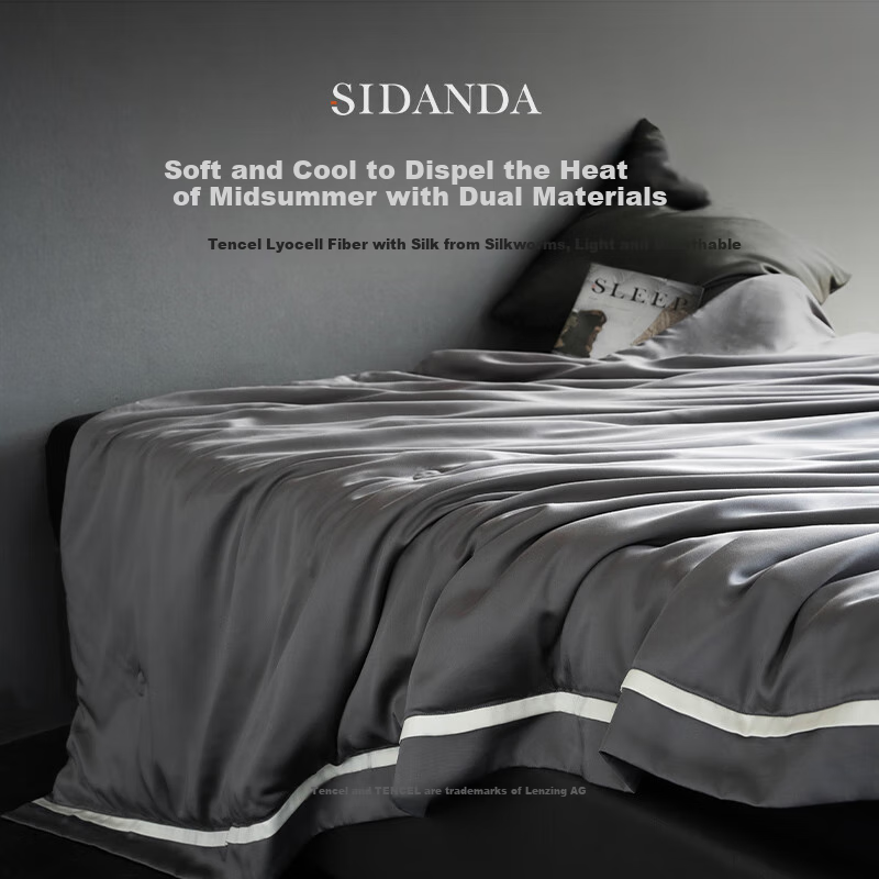 SIDANDA Silk Quilt, Mulberry Silk, Lanjing Silk, Air Conditioning Quilt, Washable Summer Cool Quilt, Twilight White, 200*230cm