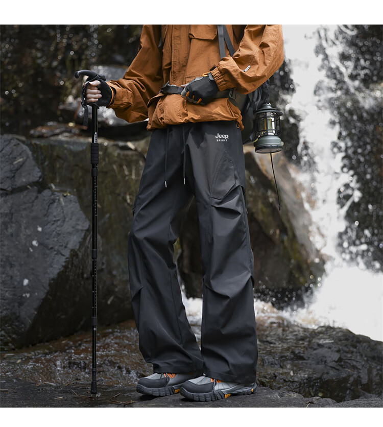 JEEP Men's Outdoor Functional Cargo Casual Pants Spring Tactical Sports Pants Black XL 11