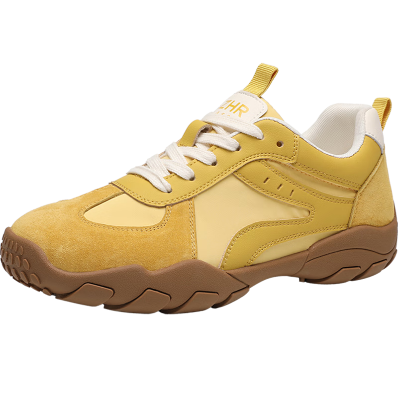 ZHR ZEZ Outdoor Sports Shoes Women Retro Style Hiking Casual Soft Sole German Training Shoes QS52 Yellow Size 40