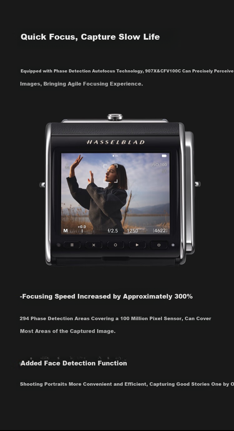 HASSELBLAD 907X & CFV 100C Medium Format Mirrorless Digital Camera, Film Adapter, 100 Million Pixels, HASSELBLAD Natural Color Solution, Phase Focus 7