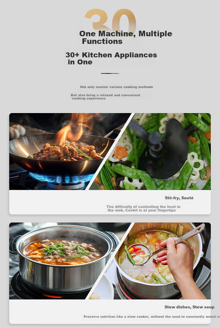 BOSCH [European Import] Cookit Intelligent Inspiration Pot AI Recipe Fully Automatic Cooking Machine Robot Multifunctional 30-In Chef Machine Electric Cooking Pot MCC9555CWC 9