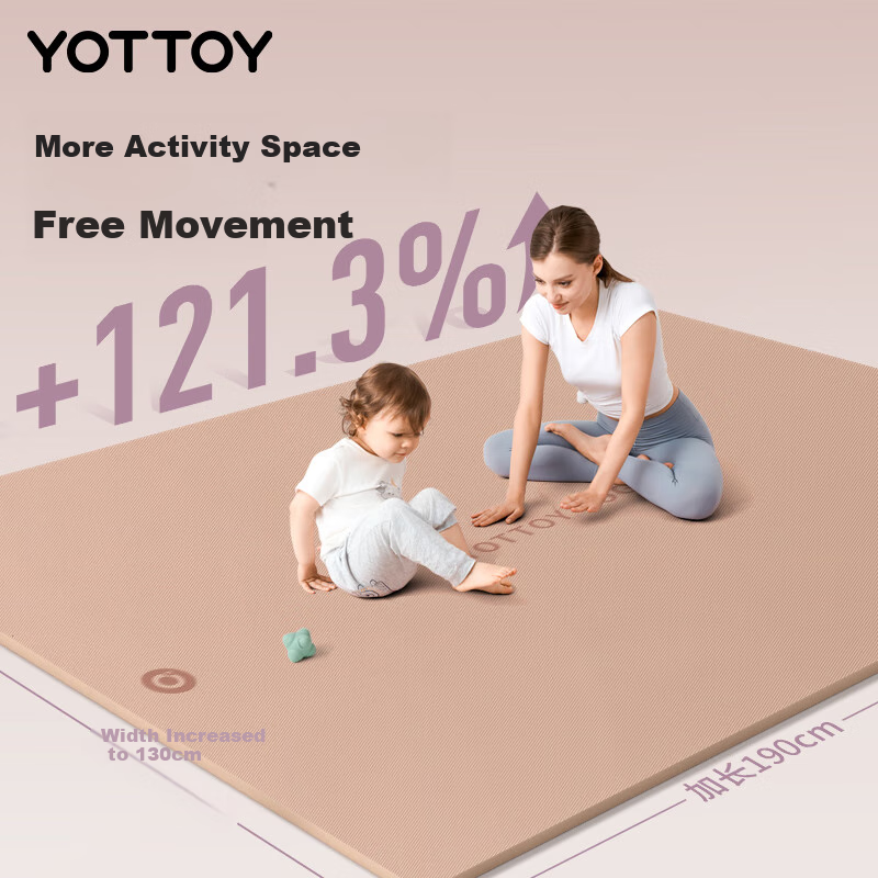 Двойной антибактериальный коврик для йоги Yottoy, экстра-большой и широкий, для домашних тренировок, профессиональный нескользящий, амортизирующий, утолщенный, карамельно-розовый, 10 мм