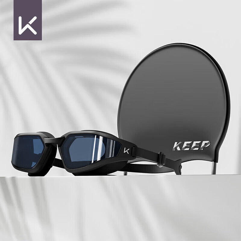 Keep Swimming Goggles, Waterproof And Anti-Fog, High Definition Swim Glasses for Men And Women, Medium Frame Swim Glasses And Swim Cap Set, 064 Black, -5.00 Diopters