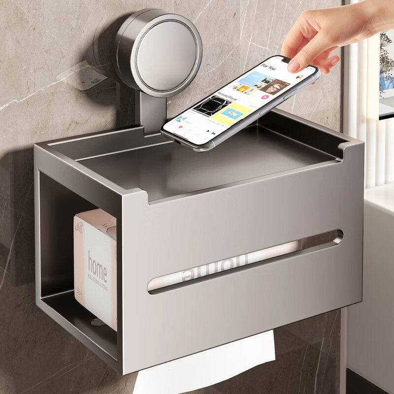 Baihan Suction Cup Bathroom Tissue Box Toilet Paper Storage Rack No-Drill Toilet Paper Holder Bathroom Hanging Accessory