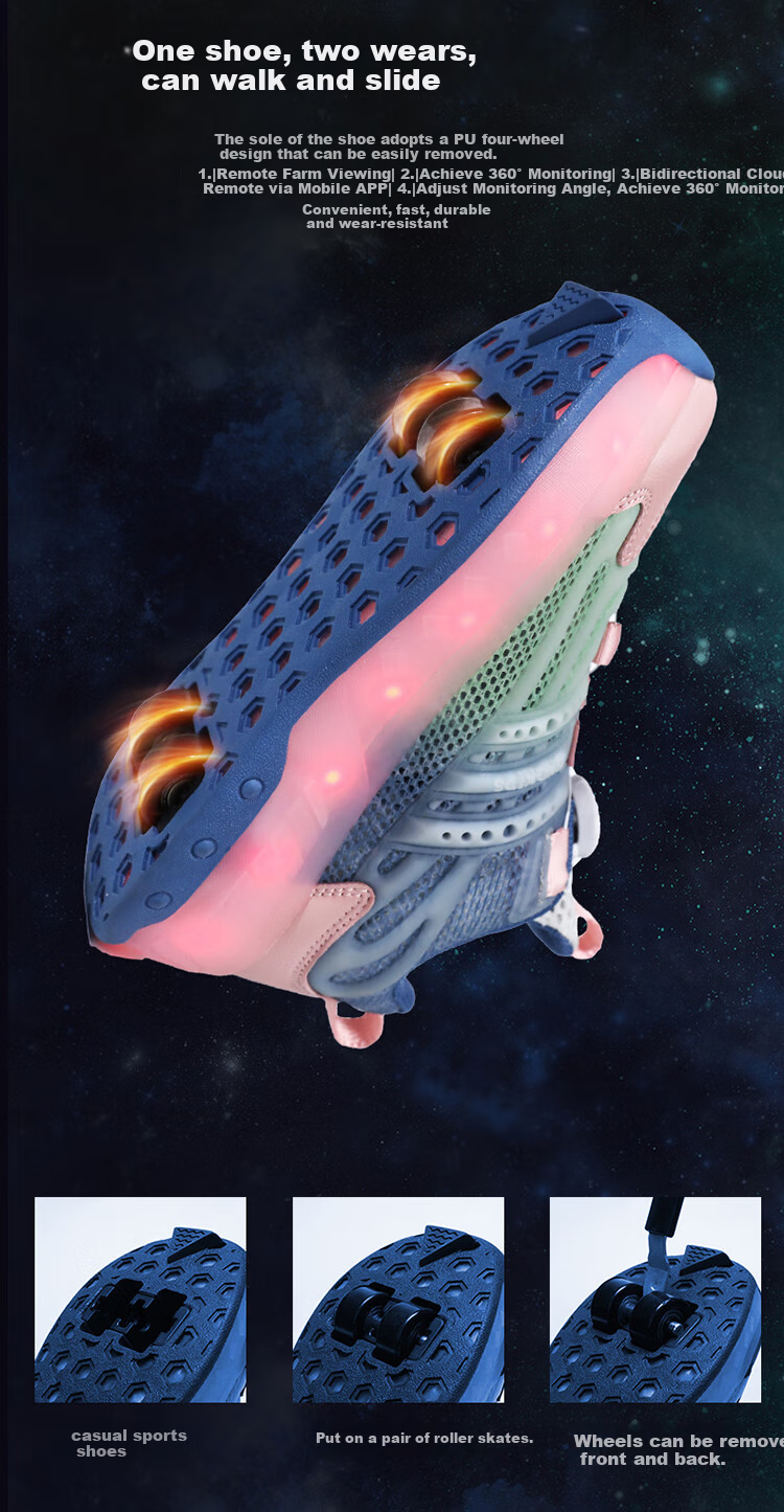 BKG Running Shoes for Boys, New Autumn Student Single Mesh Breathable Girls' Sports Roller Skates X25533-B15 7