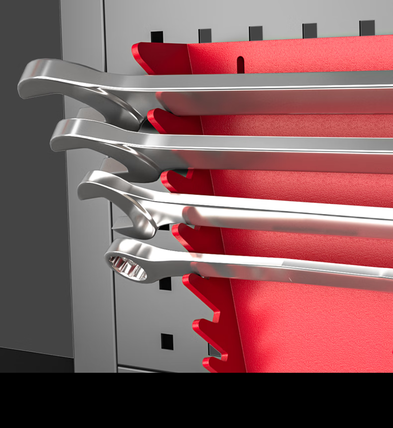 Wolvan 16-Slot Open-End Dual-Use Wrench Rack Magnetic Movable Storage Holder Quick Ratchet Spanner Organizer Strip 7