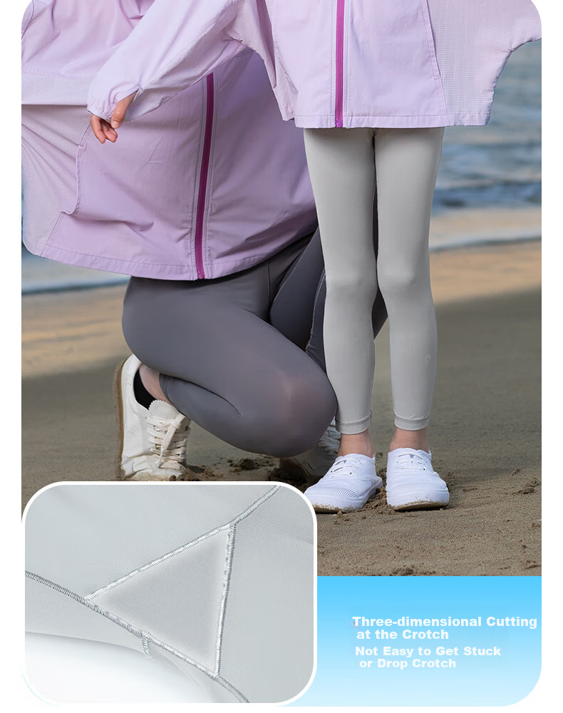 SHUKIKU Children's Pants, Girls' Leggings, Cool-Feeling Sports Pants, Baby Yoga Pants, Sun Protection Pants, Rubber Pink, 120/56 12