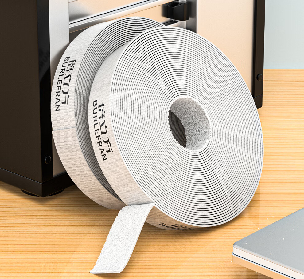 BURLEFRAN Magic Hook and Loop Cable Tie 2cm Wide Computer Cable Organizer Adjustable Nylon Velcro Strap 2 Meters White 2 Rolls 2