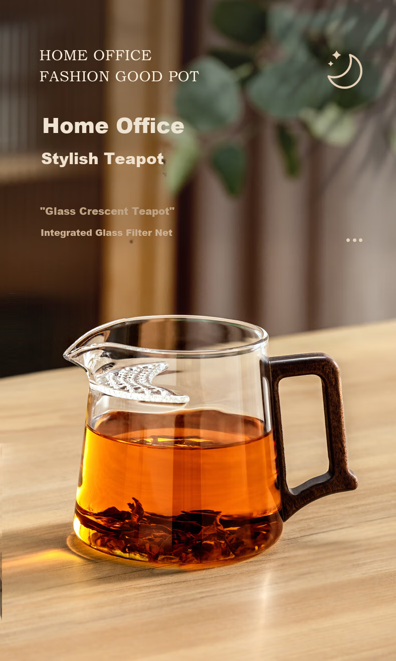 YIHUTEA Fair Cup Glass Teapot, Crescent-Shaped Filter, Specialized Tea Accessory for Green Tea, Glass Tea Divider with Tea Strainer 2