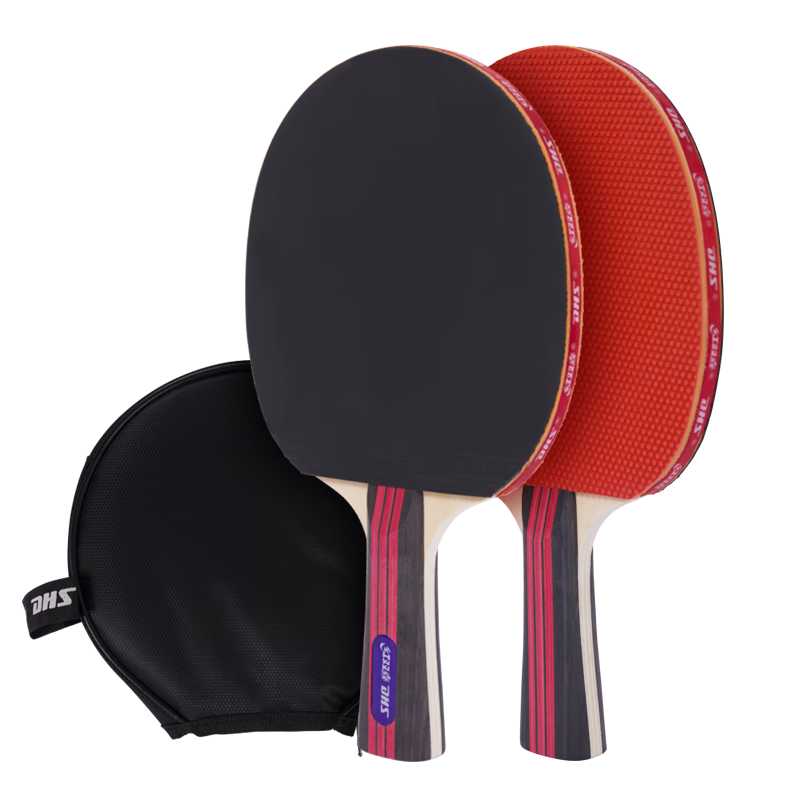 DHS SH-03 Table Tennis Racket for Kids Elementary Beginner Entertainment Double Handle + 6 Balls