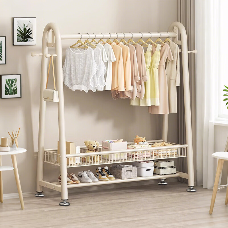 Quanpinwu Floor-Standing Coat Rack, Bedroom-Specific Clothes Hanger, High-End Storage Rack for Hanging Clothes, V-Shaped Single 100
