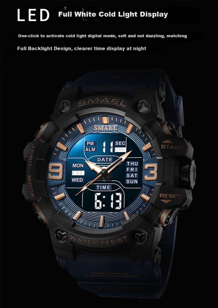 LOUIE JUELEN Men's Multifunctional Sports Watch with Alarm, Luminous Display And Water Resistance for Middle School, High School Students And Teenagers 4