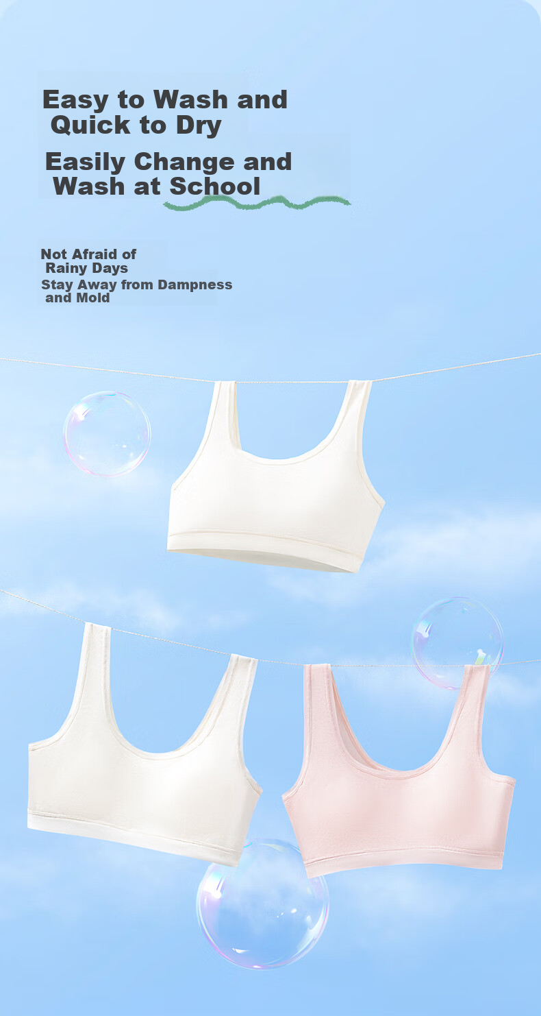 PurCotton [Xiao Qingfeng Yi Jia] Girls' Underwear Bra, Puberty Breathable Children's Underwear, for Ages 6-12, Early Development, Self-Operated 9