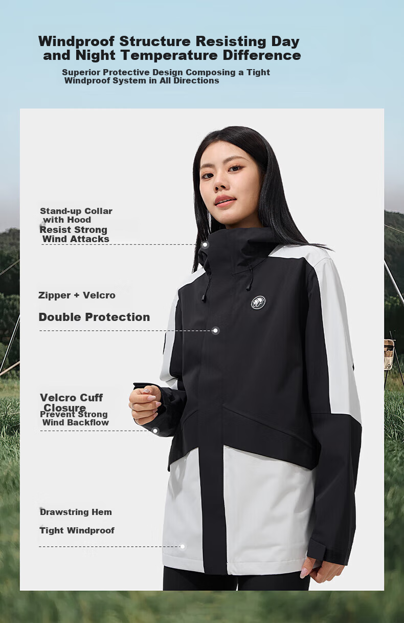 CAMEL Panda Single-Layer Windbreaker, Spring And Summer Unisex Outdoor Triple-Protection Mountaineering Jacket 5