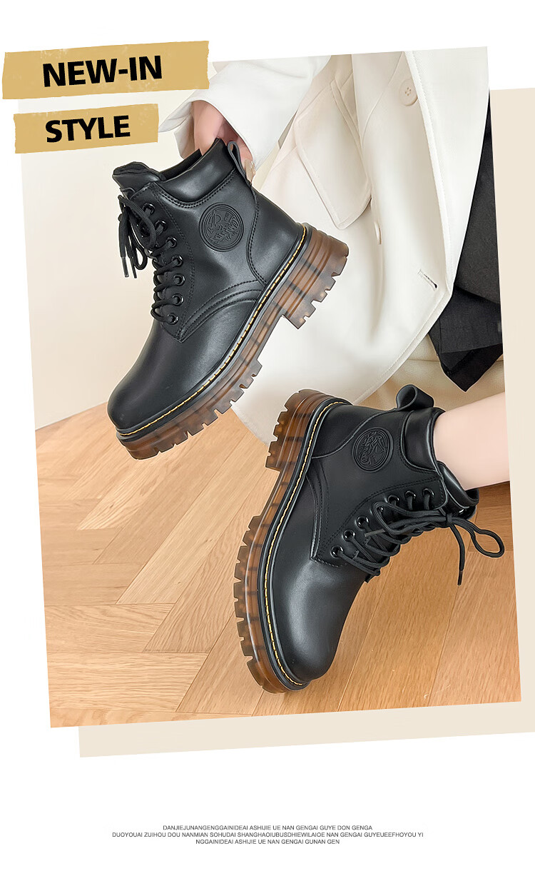 Warrior Martin Boots Women 2026 Autumn Winter New Thick Sole British Style Ankle Boots Pink Size 37 12