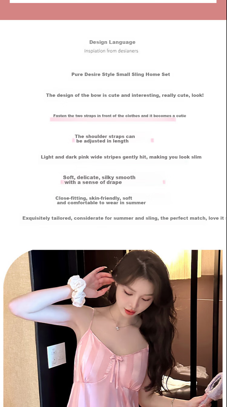LangSha Women's Pajamas Summer Elegant Smooth Spaghetti Strap Two-Piece Set Wearable Outside Comfortable Pure Desire Loungewear Set 2026 4