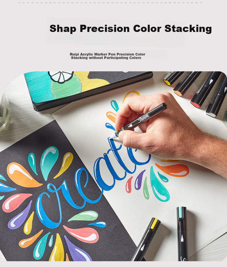 Sharpie Hard-Tip Acrylic Markers, Water-Based Watercolor Pens, Waterproof, Colorfast, Light-Resistant, Graffiti, Hand-Drawing, DIY Creation, Stackable Colors - 12-Pack Art Sketching Watercolor Pens 5