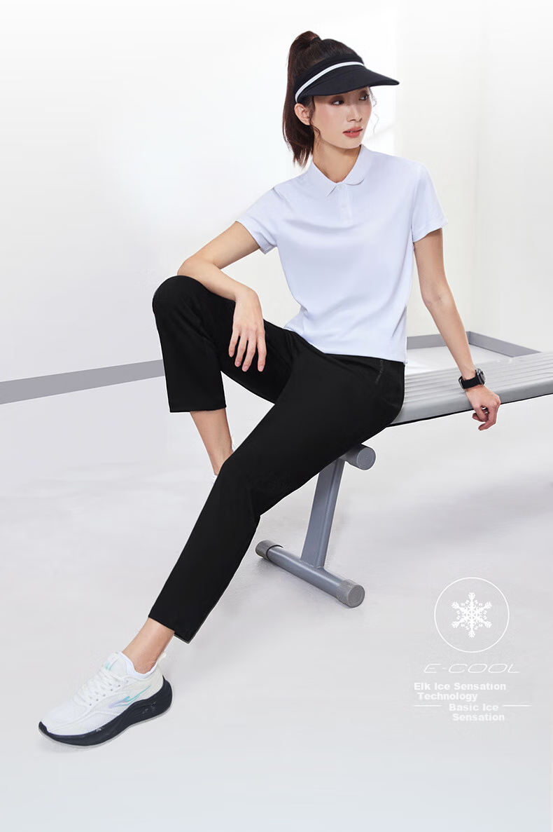 ERKE Women's Sports Casual Pants Autumn Ice-Feel Antibacterial Straight Loose Solid Color Outdoor Knit Trousers 2