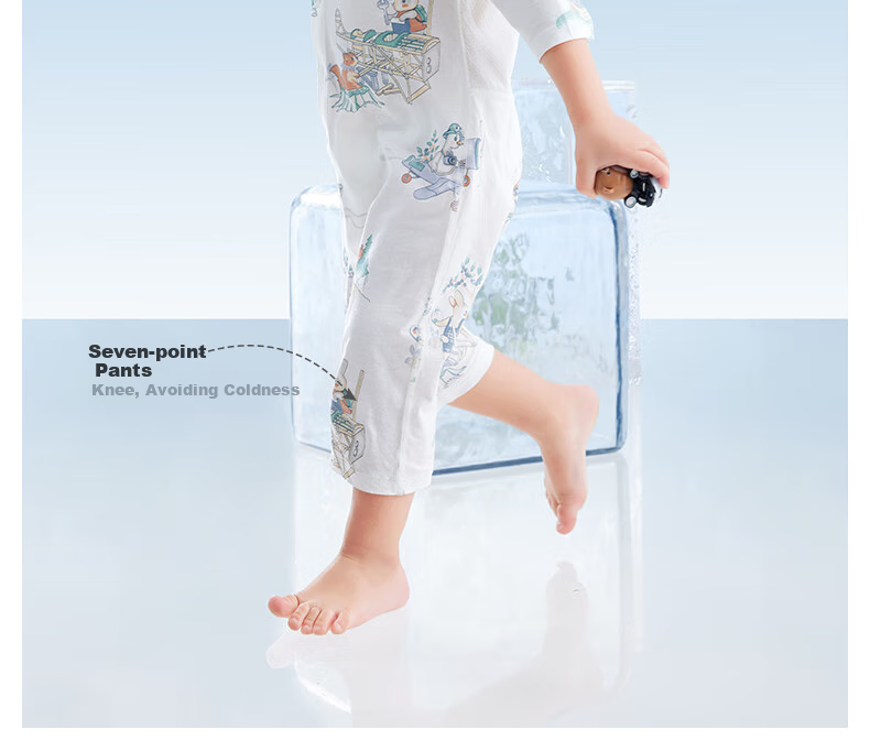 Beitaisi Baby Clothes, Summer Breathable Thin Mesh, Infant Romper, Three-Quarter Sleeve, Pure Cotton Class A Air Conditioning Wear 10