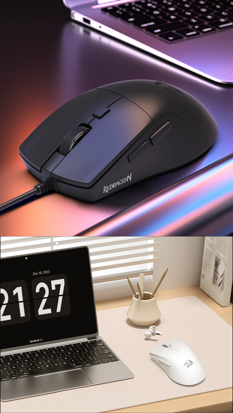 REDRAGON G69 Gaming Mouse, Comfortable for Hand, Wireless Mouse, E-Sports Mouse, Office Mouse, New Year Gift, Tri-Mode, White 9