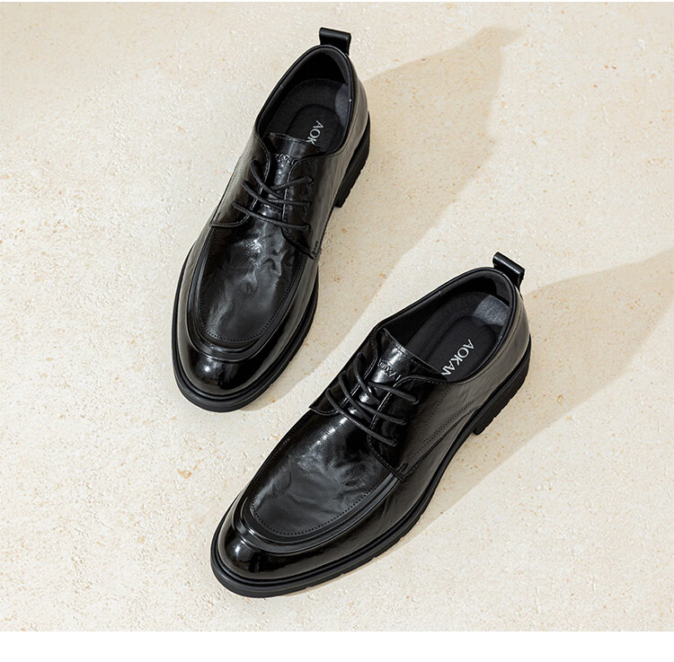 Aokang Men's Shoes, 2025 New Spring And Autumn Men's Business Casual Leather Shoes, British Formal Derby Shoes, Soft-Soled Work Leather Shoes MT 7