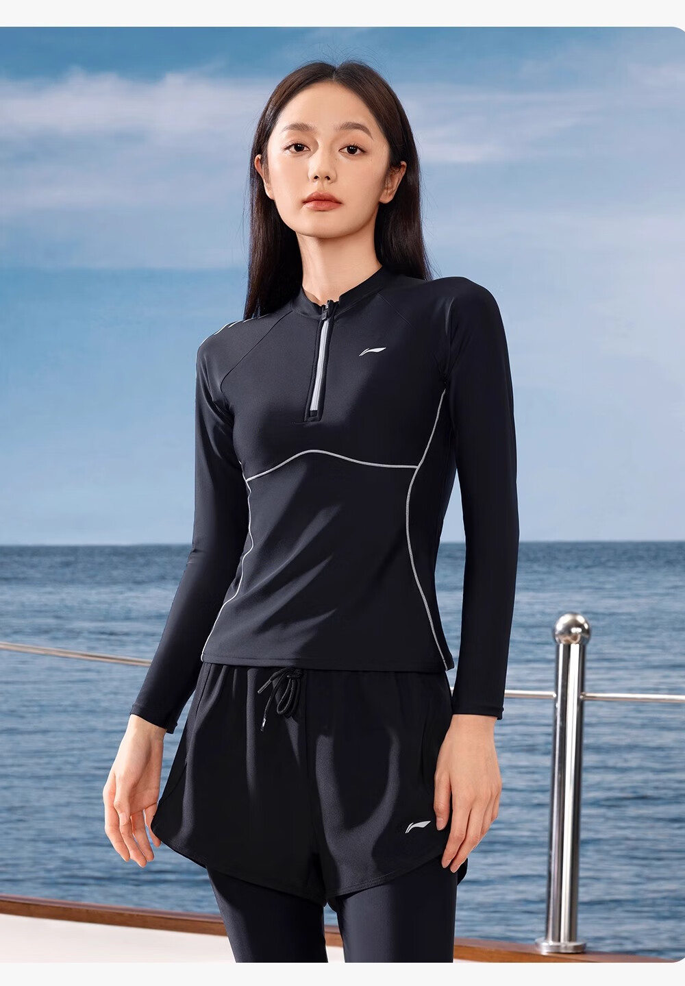 Li-Ning Snorkeling Jellyfish Suit Surfing Gear UV Protection Two-Piece Women's Long Sleeve Long Pants Quick-Dry Plus Size Swimsuit 18