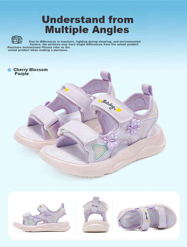 BOBDOG Kids Summer Girls Casual Lightweight Children's Sandals Fashion Princess Shoes 105552101 Sakura Pink Size 28 9