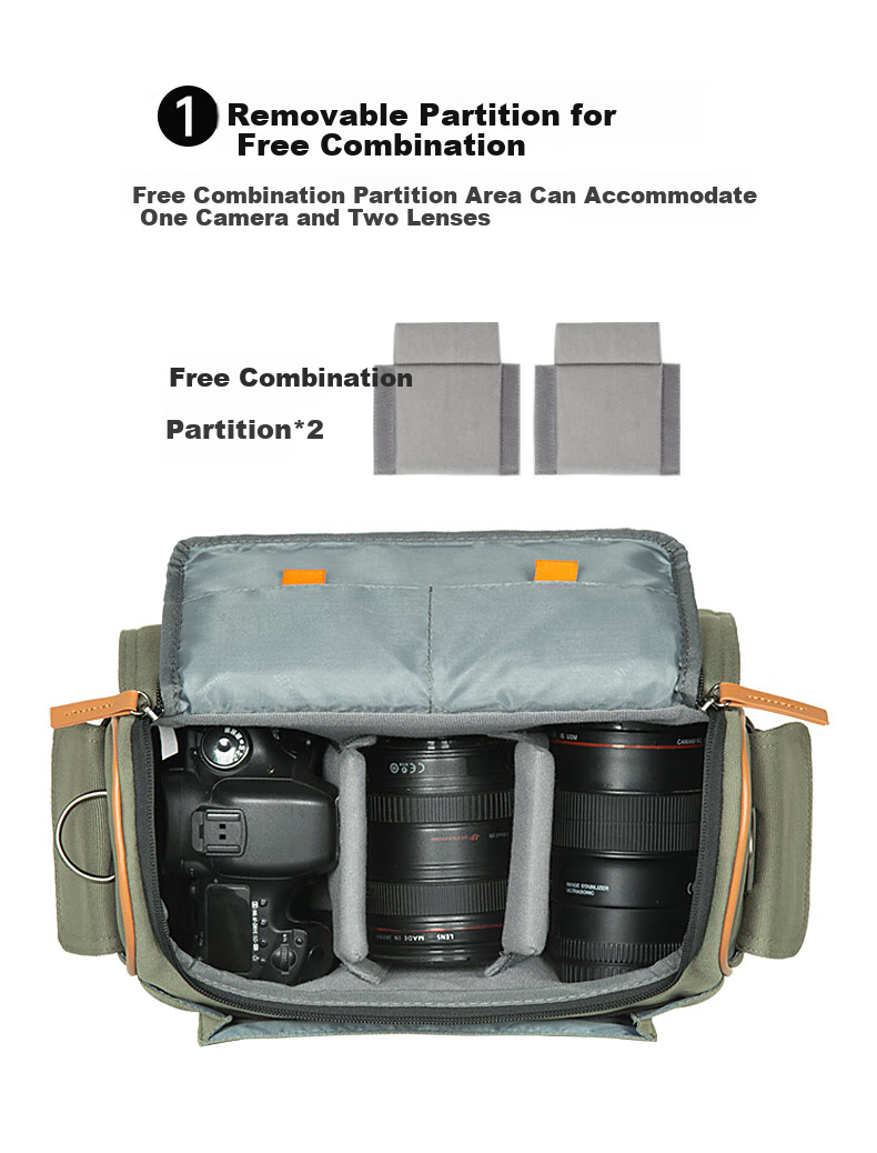 Pulewei Shoulder Crossbody Camera Bag, Protective Rain Cover, Waterproof, for Mirrorless And DSLR Users, Professional Lens Travel Portable Storage Bag 4