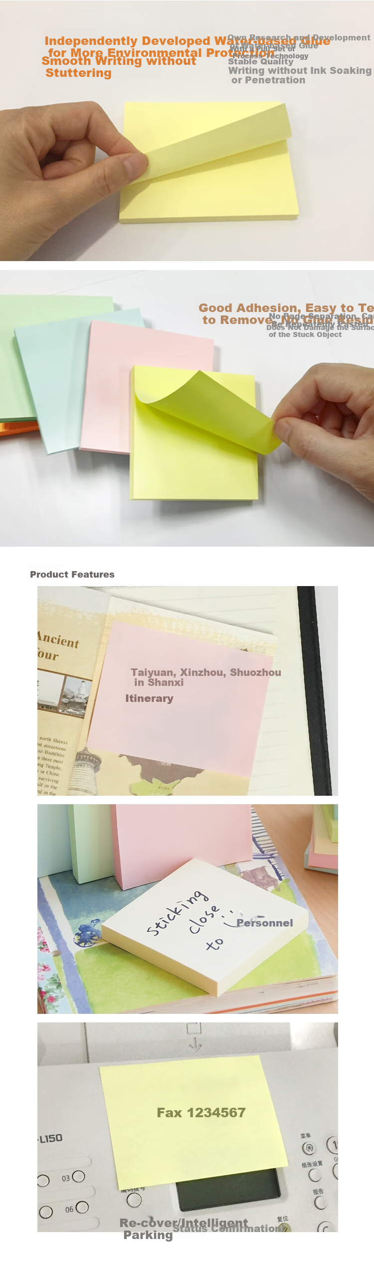 STICKN , 6-Pack Sticky Notes, Memo Pads, Note Paper, Notepad, 76*51mm Self-Adhesive Message Book, 600 Sheets, Green, 31004-J6 2