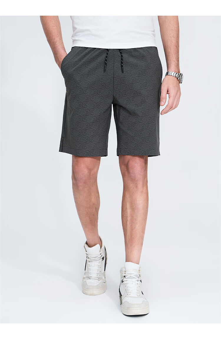 DANCING WOLVES [Light And Breathable], Versatile Men's Fashion Casual Shorts for Commuting, All-Over Floral Print, 003 Medium Gray, Size L 5