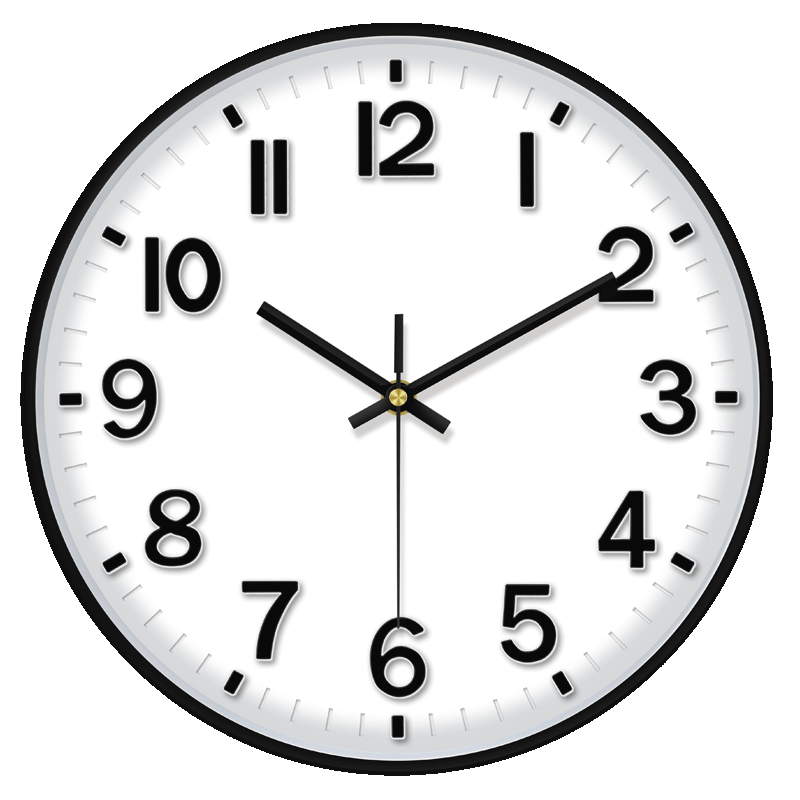 P.CHUANG 14 Inch 35cm ZB Black Background White Edge Wall Clock Living Room Home Modern Quartz Clock