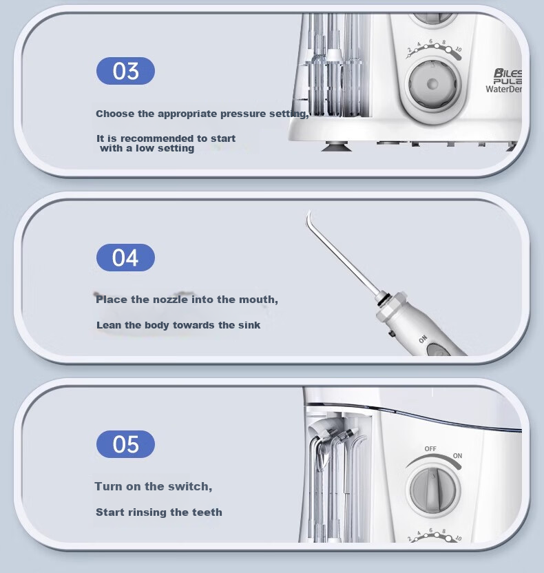 BILESHI Dental Irrigator, Desktop Tooth Cleaner, Home Use Large Capacity Pulse Water Flosser, Teeth Cleaning Device for Tartar And Orthodontic Treatment, Gift for Men And Women, Birthday And Father's Day Present FC180 5