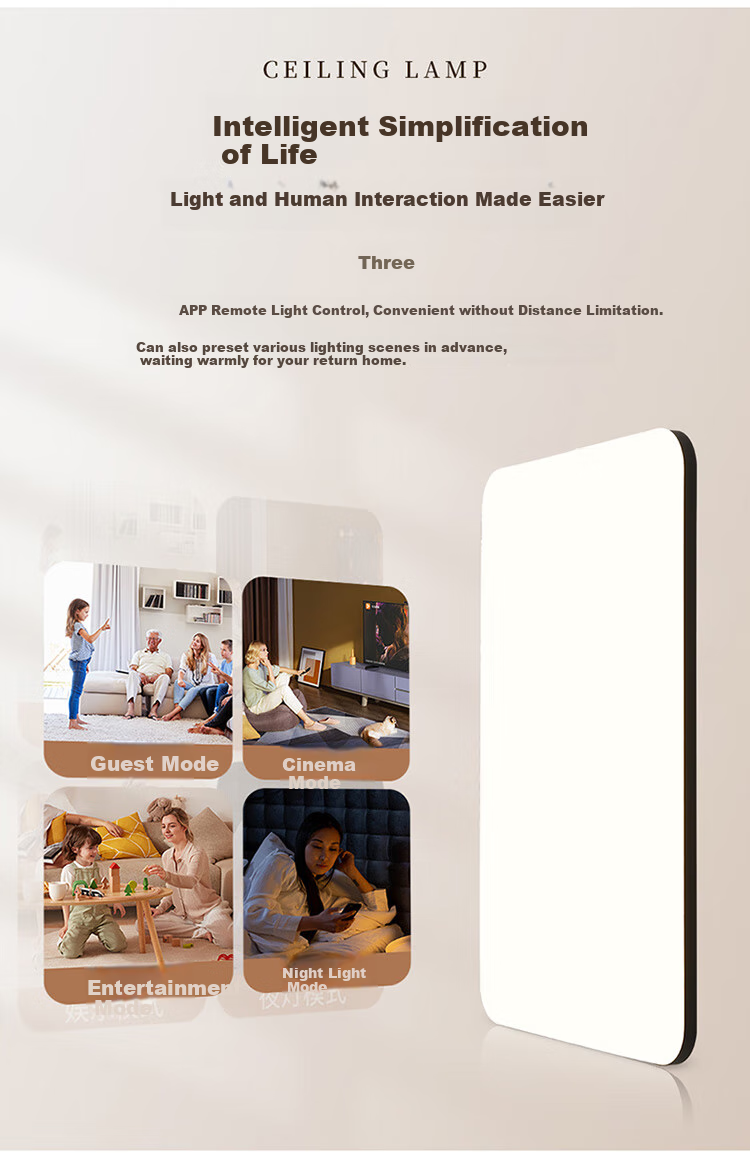 NVC Full Spectrum Eye Protection Ceiling Light, 132W, Living Room And Bedroom Smart Simple LED Fixture, Black - Langyu 9
