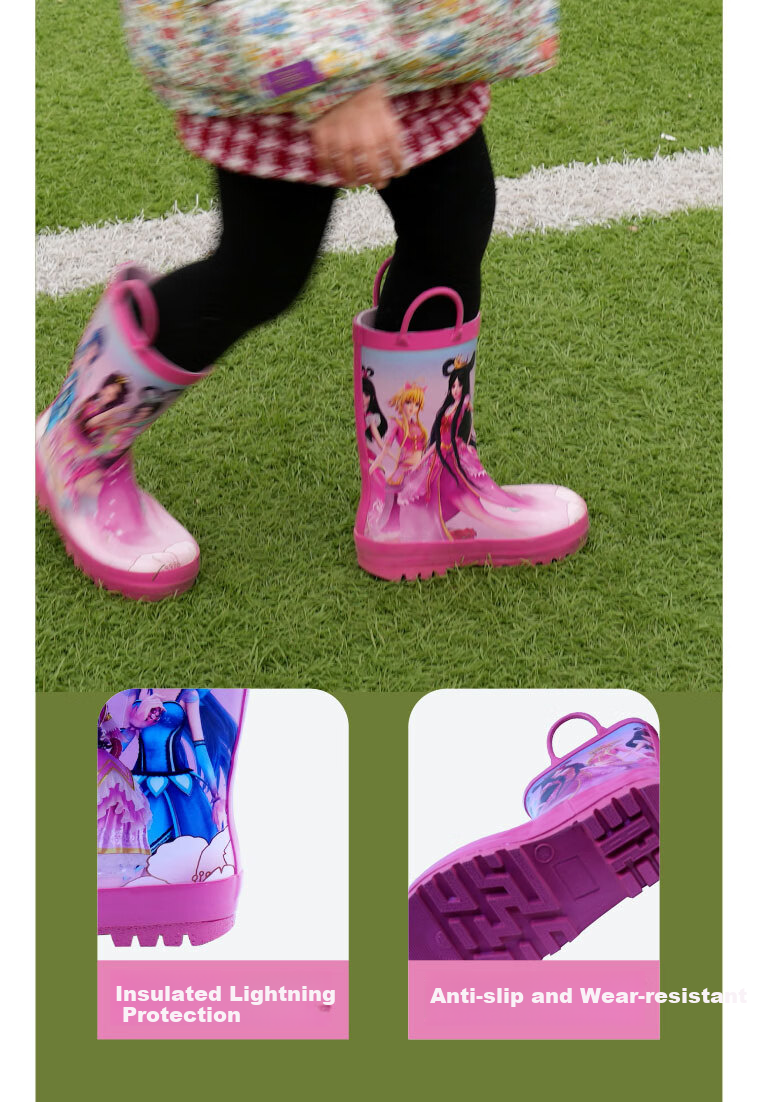 Youxi Rain Boots, Yeluoli Children's Rain Boots, Student Mid-School And Elementary School Children's Wear-Resistant Lightweight Rain Boots, Girls' Rubber Shoes, Size 31 7
